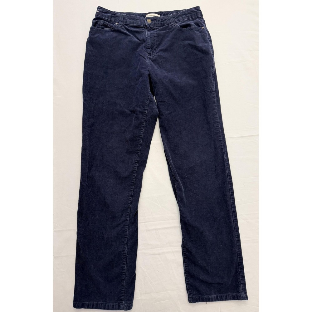 Coldwater‎ Creek Corduroy Pants Womens 10 Blue Straight Leg Stretch Casual